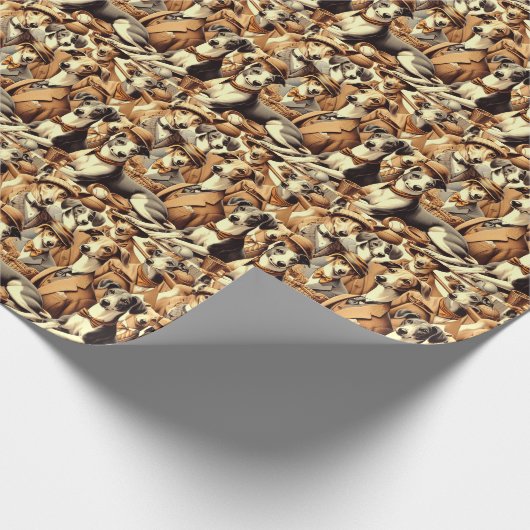 Vintage Greyhound Illustration Geschenkpapier (Ecke)