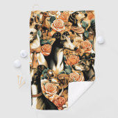 Vintage Greyhound Illustration Golfhandtuch (Insitu)