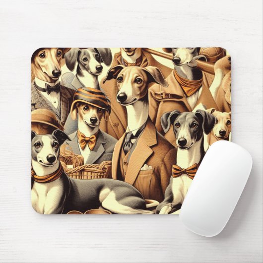 Vintage Greyhound Illustration Mousepad (Mit Mouse)