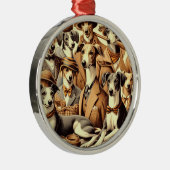 Vintage Greyhound Illustration Ornament Aus Metall (Rechts)