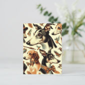 Vintage Greyhound Illustration Postkarte (Stehend Vorderseite)