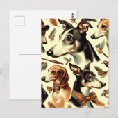 Vintage Greyhound Illustration Postkarte (Vorne/Hinten)