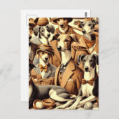 Vintage Greyhound Illustration Postkarte (Vorne/Hinten)