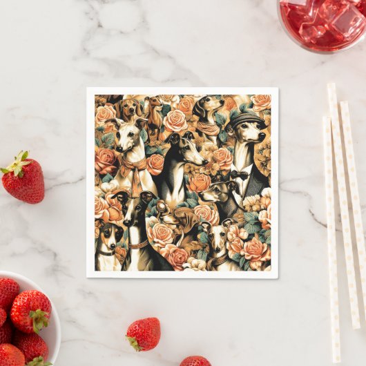 Vintage Greyhound Illustration Serviette (Beispiel)