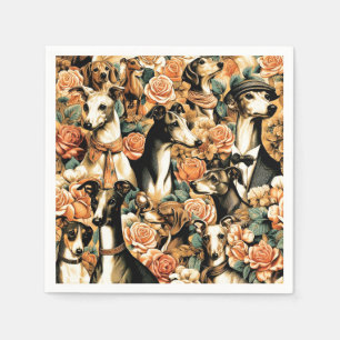 Vintage Greyhound Illustration Serviette