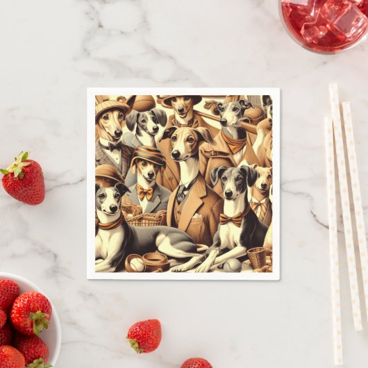 Vintage Greyhound Illustration Serviette (Beispiel)