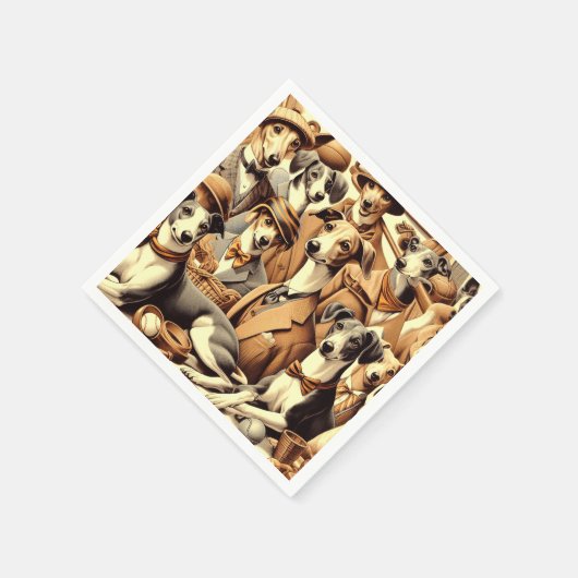 Vintage Greyhound Illustration Serviette (Ecke)