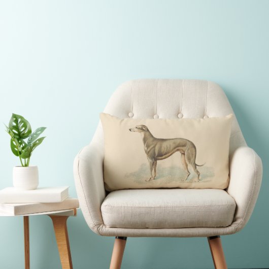 Vintage Greyhound Whippet Print Lendenkissen (Stuhl )