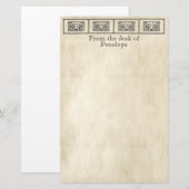 Vintage griechische Blume Grenzpapier mit Namen Briefpapier (Vorne/Hinten)