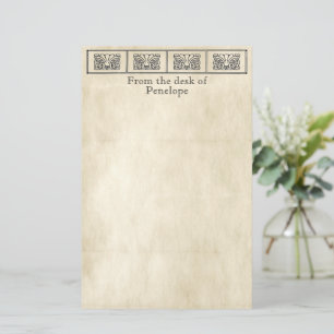 Vintage griechische Blume Grenzpapier mit Namen Briefpapier