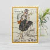 Vintage griechische Briefmarke Einladung (Stehend Vorderseite)
