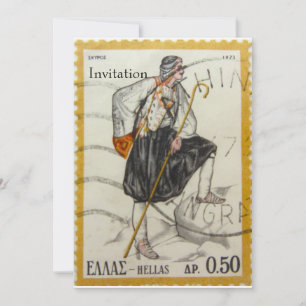 Vintage griechische Briefmarke Einladung