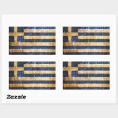 Vintage griechische Flagge gekratzt und abgetragen Rechteckiger Aufkleber (Blatt)