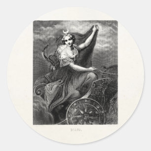 Vintage griechische Göttin Diana Artemis römische  Runder Aufkleber