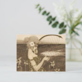 Vintage griechische Jungfrau mit Harp Postcard Postkarte (Stehend Vorderseite)