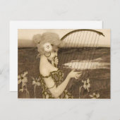 Vintage griechische Jungfrau mit Harp Postcard Postkarte (Vorne/Hinten)