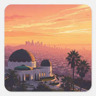Vintage Griffith-Observatorium Los Angeles Sonnenu Quadratischer Aufkleber