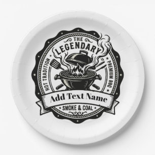 Vintage Grill Master Personalisierter Name BBQ Rau Pappteller