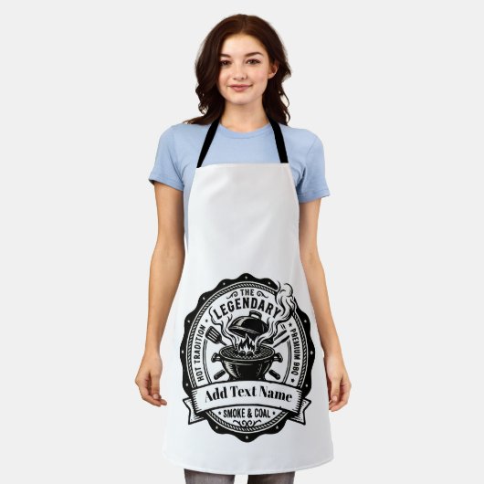 Vintage Grill Master Personalisierter Name BBQ Rau Schürze (Getragen)
