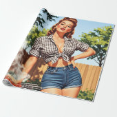 Vintage Grill Pin-up Geschenkpapier (Ungerollt)