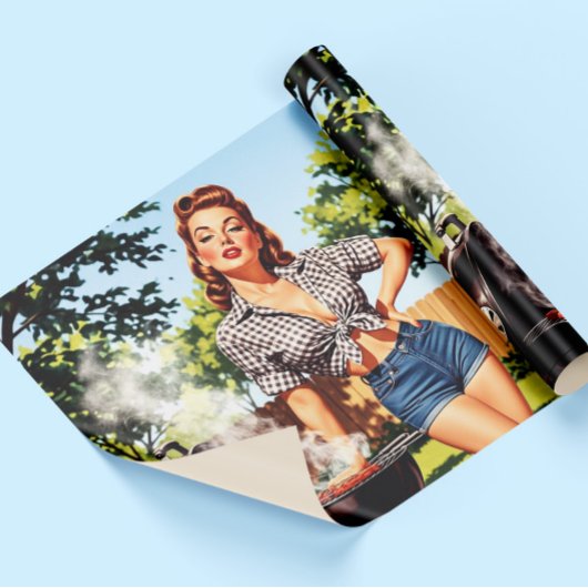 Vintage Grill Pin-up Geschenkpapier