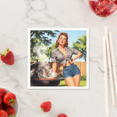 Vintage Grill Pin-up Serviette (Beispiel)
