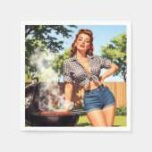 Vintage Grill Pin-up Serviette (Vorderseite)