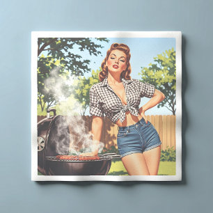 Vintage Grill Pin-up Serviette