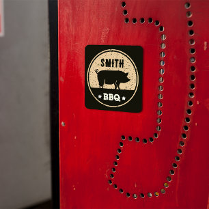 Vintage GRILLEN Black Tan Pig Logo stört Quadratischer Aufkleber