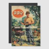 Vintage GRILLEN Freude: Klassischer Backyard Cooko Magneteinladung (Vorne/Hinten)