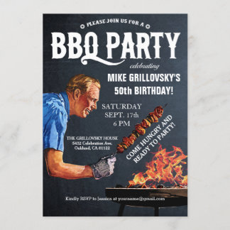 Vintage GRILLEN Geburtstagsparty Einladungen Chalk