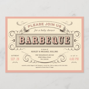 Vintage GRILLEN Kinderdusche Einladungen