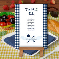 Vintage GRILLEN Navy Blue Gingham Wedding Card