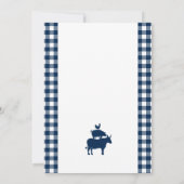 Vintage GRILLEN Navy Blue Gingham Wedding Card (Rückseite)