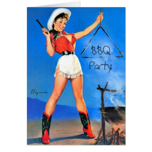 Vintage GRILLEN Party Einladung (Vorne)