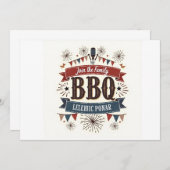 Vintage GRILLEN Picnic Invitation - Patriotische a Einladung (Vorne/Hinten)