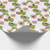 Vintage-Grinch-Schmuckmuster Geschenkpapier (Ecke)