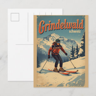 Vintage Grindelwald Dorf Schweiz Natur Geschenk Postkarte