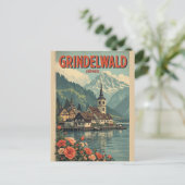 Vintage Grindelwald Village Switzerland natur gift Postkarte (Stehend Vorderseite)