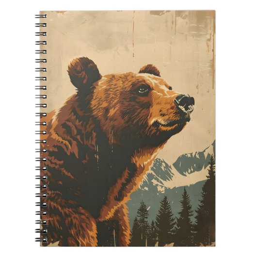 Vintage Grizzly Illustration Notizblock (Vorderseite)