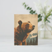 Vintage Grizzly Illustration Postkarte (Stehend Vorderseite)