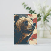 Vintage Grizzy-amerikanische Flagge Postkarte (Stehend Vorderseite)