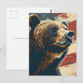 Vintage Grizzy-amerikanische Flagge Postkarte (Vorne/Hinten)
