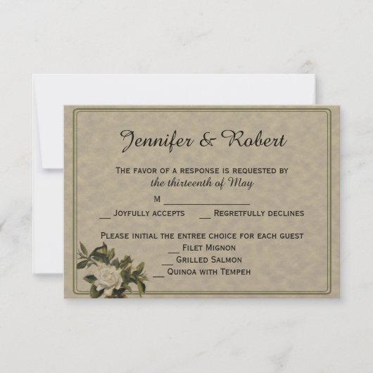 Vintage Grödnerische Hochzeitskarte RSVP Karte (Vorderseite)