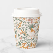 Vintage Groovy Boho Floral Brautparty Pappbecher (Rückseite)