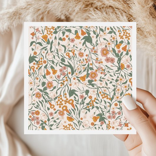 Vintage Groovy Boho Floral Brautparty Serviette