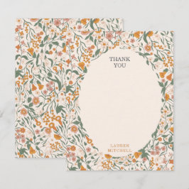 Vintage Groovy Boho Floral Bridal Shower Dankeskarte