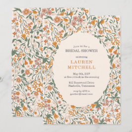 Vintage Groovy Boho Floral Bridal Shower Einladung