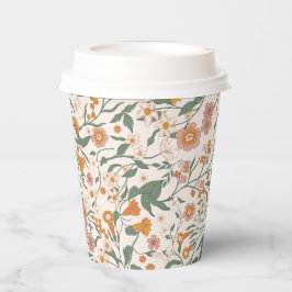 Vintage Groovy Boho Floral Bridal Shower Pappbecher