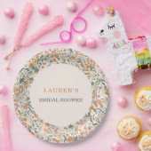 Vintage Groovy Boho Floral Bridal Shower Pappteller (Party)